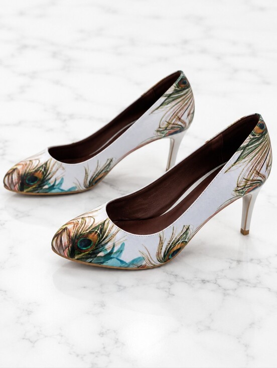 Shoes - PEACOCK FEATHER Women's Mid Heel Pumps